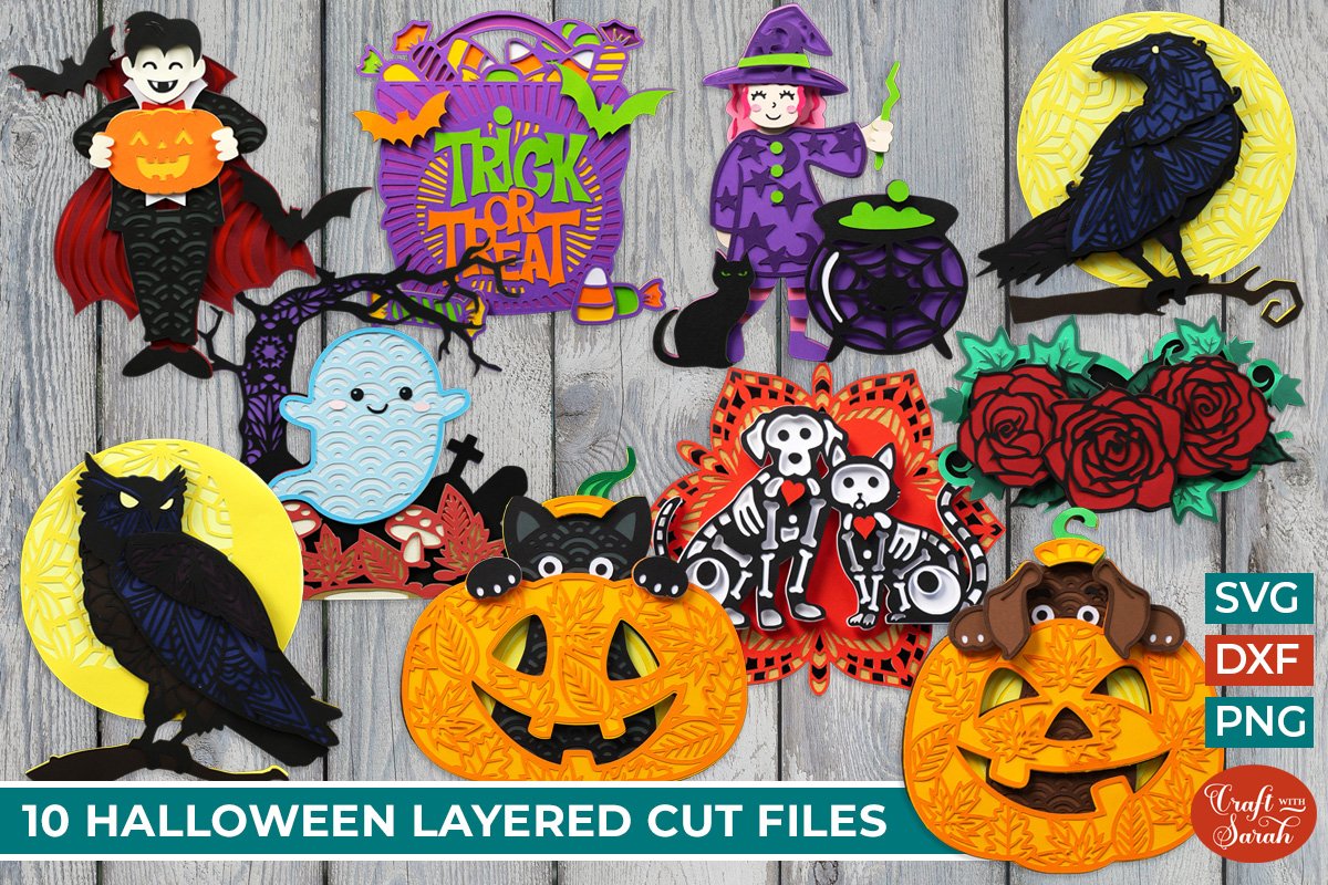 Halloween SVG Bundle | 10 Halloween Layered SVGs for Crafts