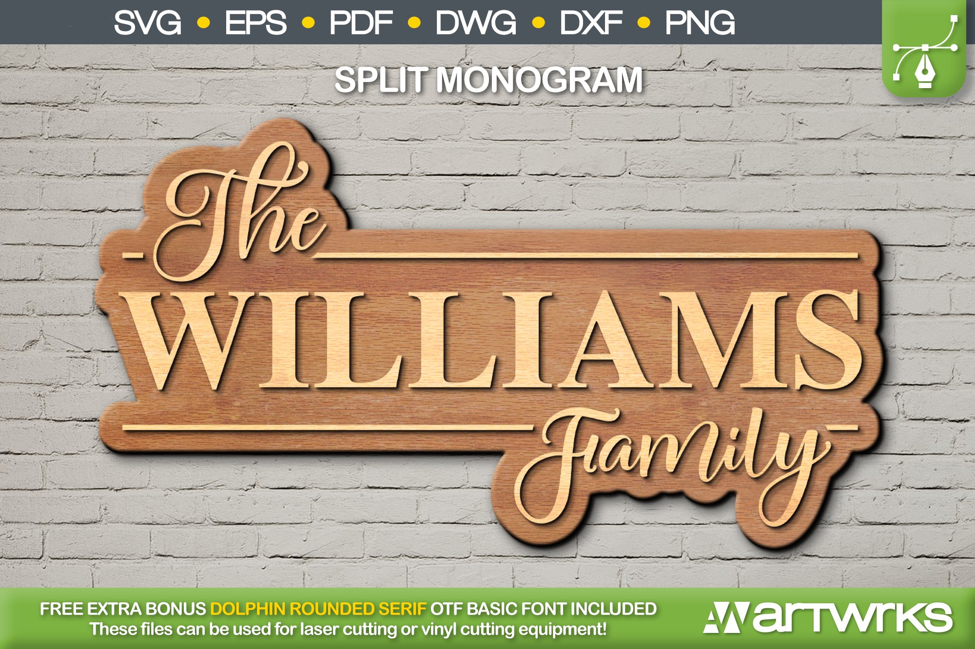Last name SVG letter monogram SVG Bonus Font by Artworks SVG
