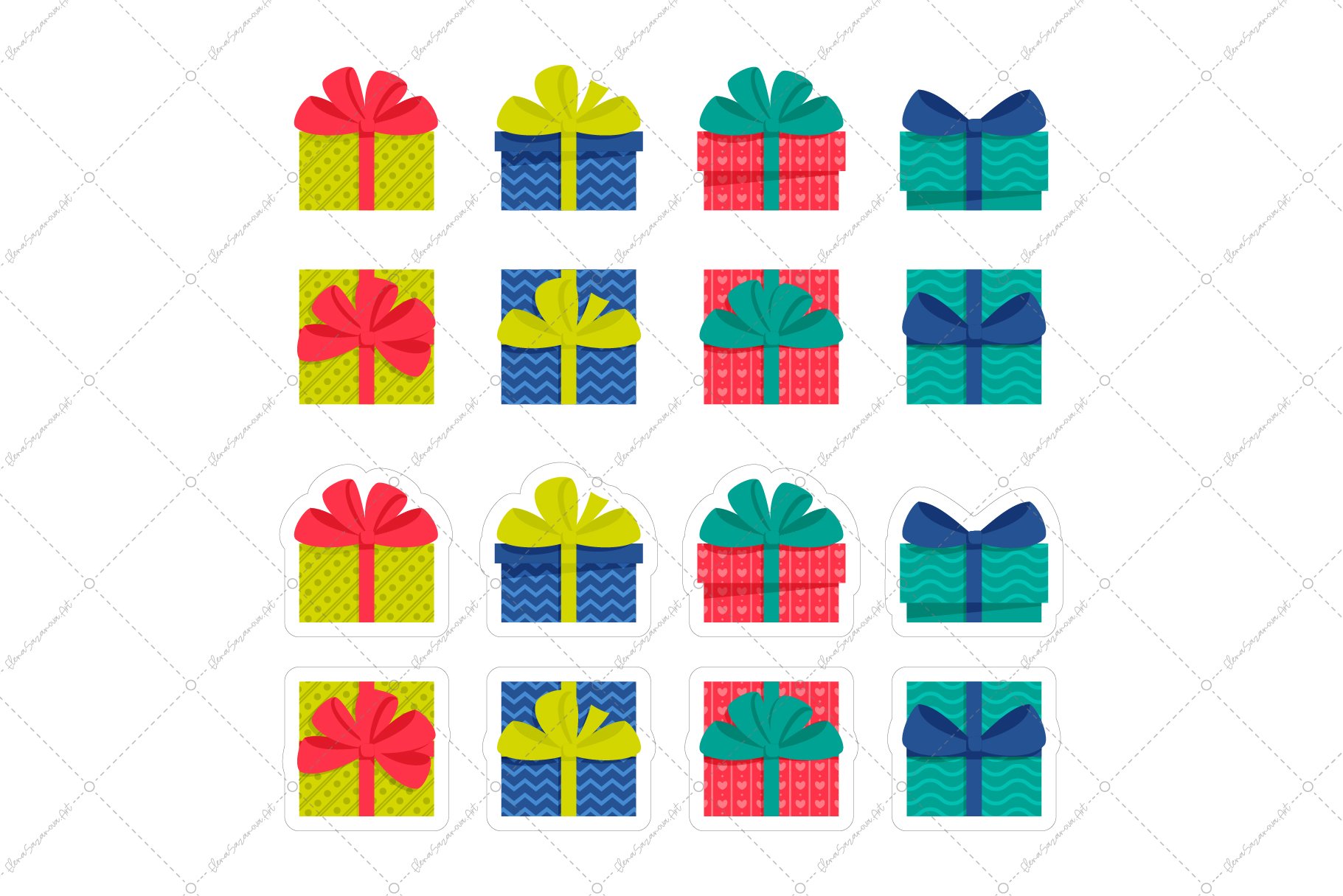 Gift Box Sticker Pack | Stickers Bundle | EPS PNG JPG 2