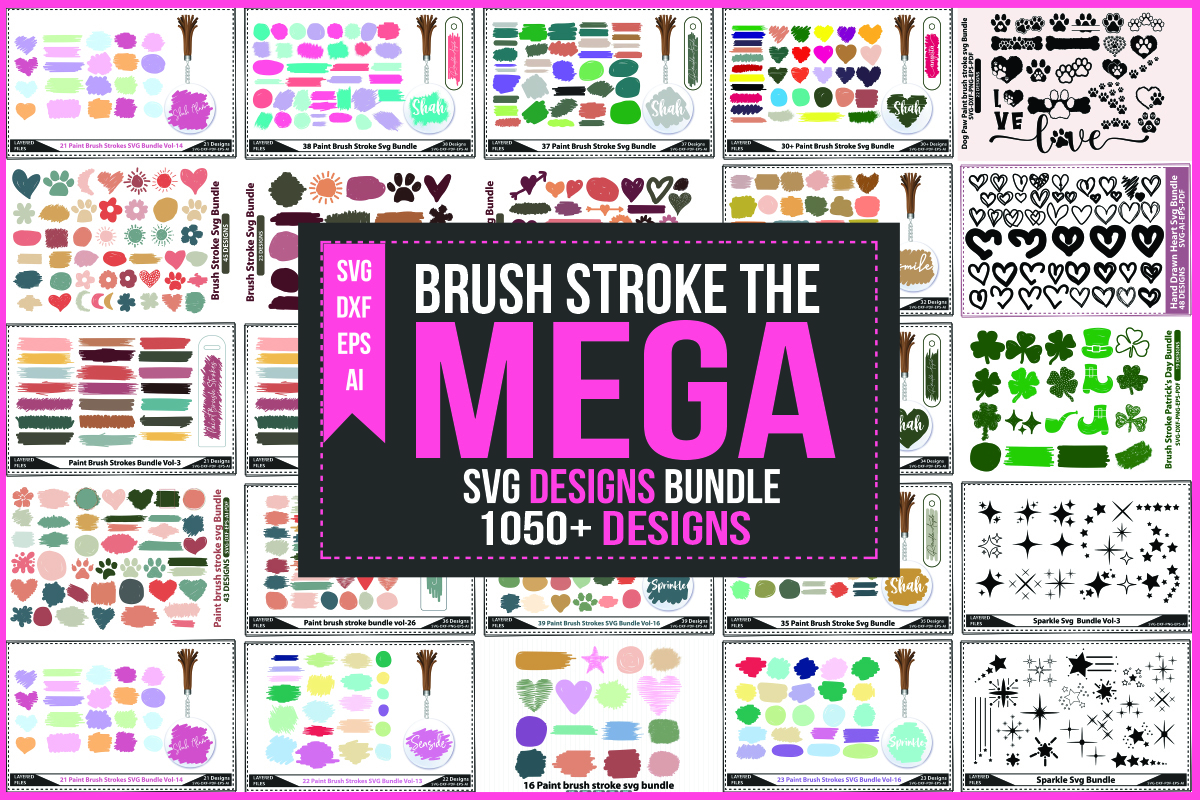 1050 Brush Stroke the Mega Svg Designs Bundle, Keychain Svg
