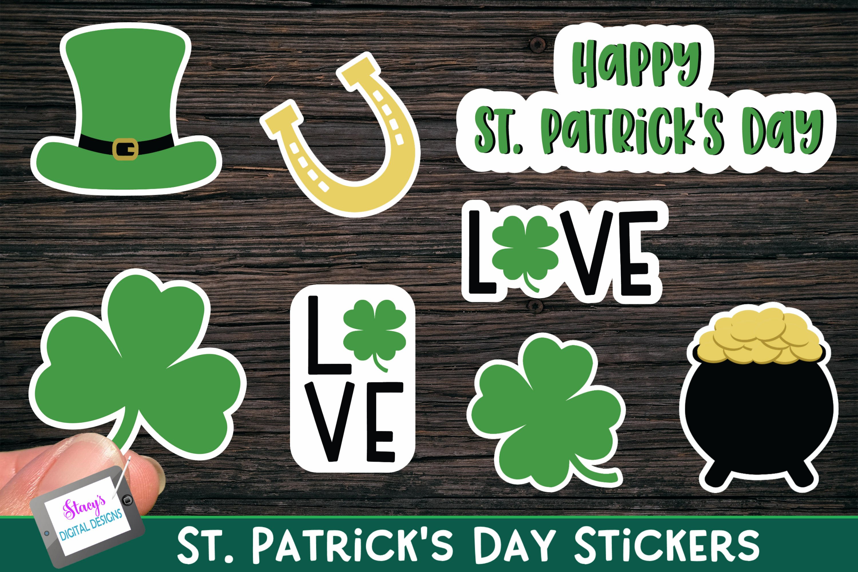 Printable Stickers | 8 St. Patricks Day Stickers PNG