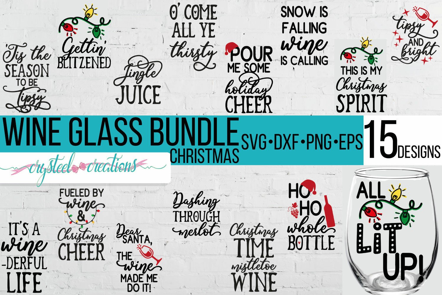 Huge Wine Glass Bundle SVG, DXF, PNG, EPS 3