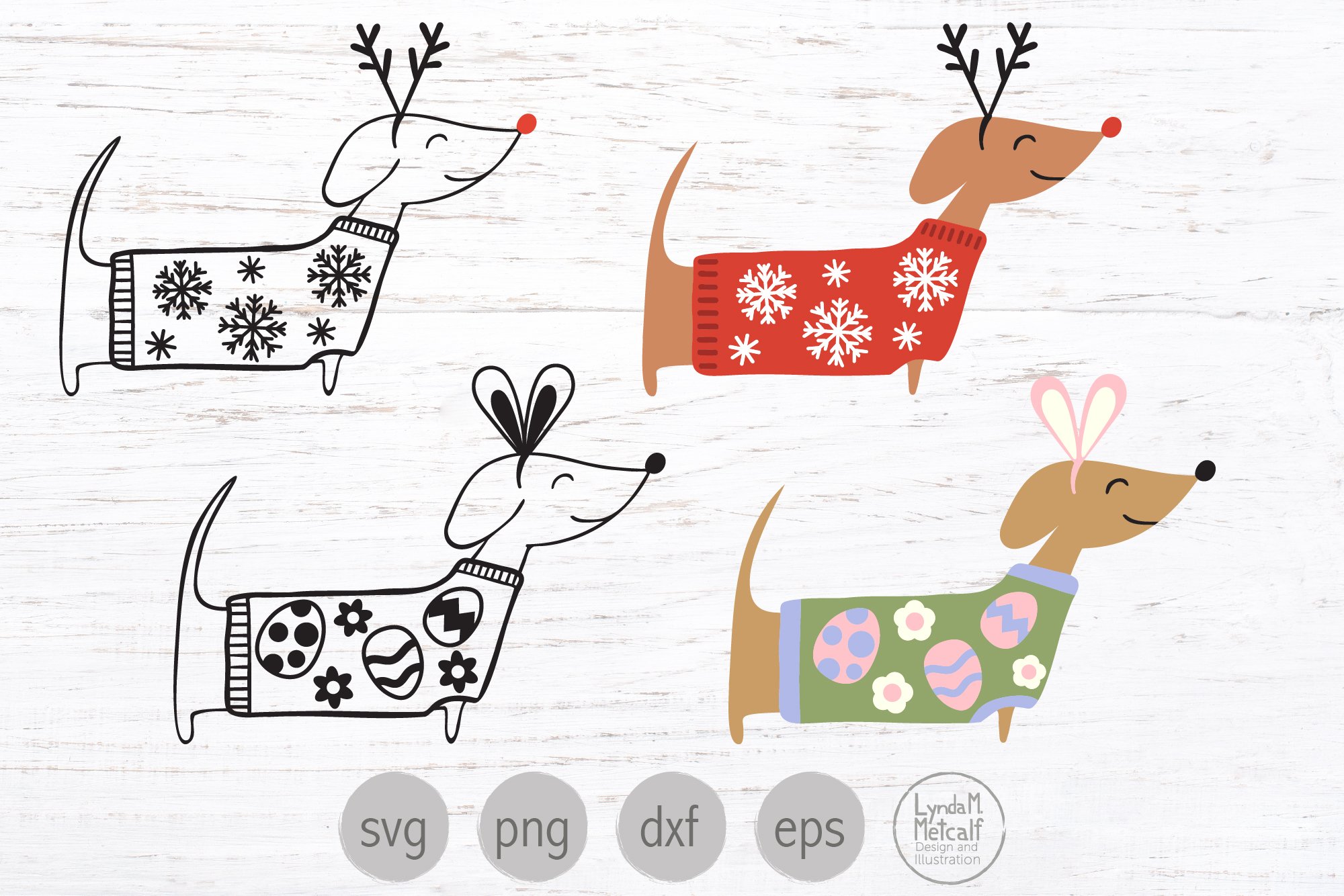 Dachshunds Svg Bundle, Doxie Holiday Png Bundle, Wiener Dogs 2