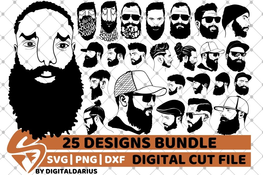 25x Beard Man Bundle svg, Hipster beard svg, Black History