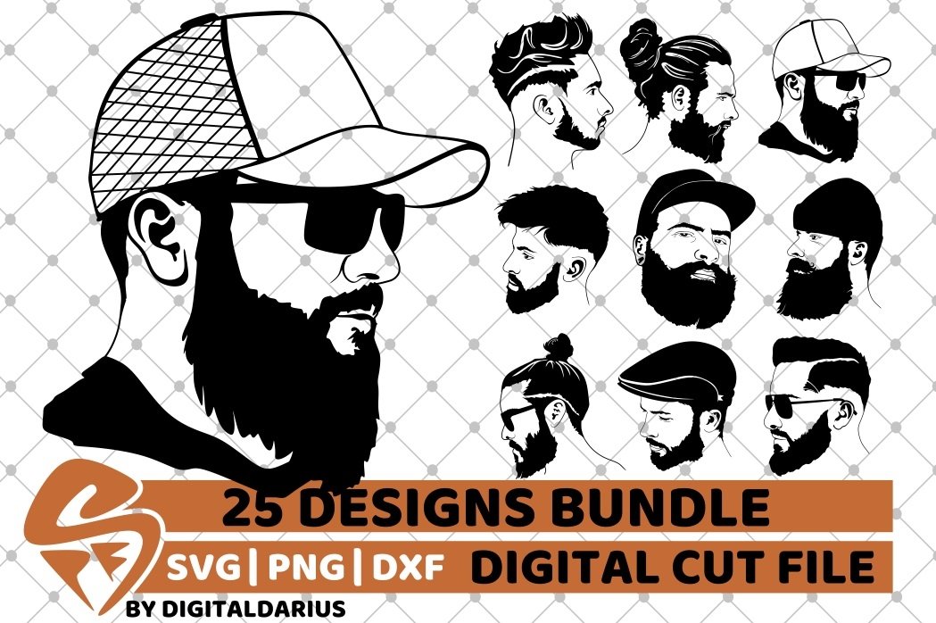 25x Beard Man Bundle svg, Hipster beard svg, Black History 3