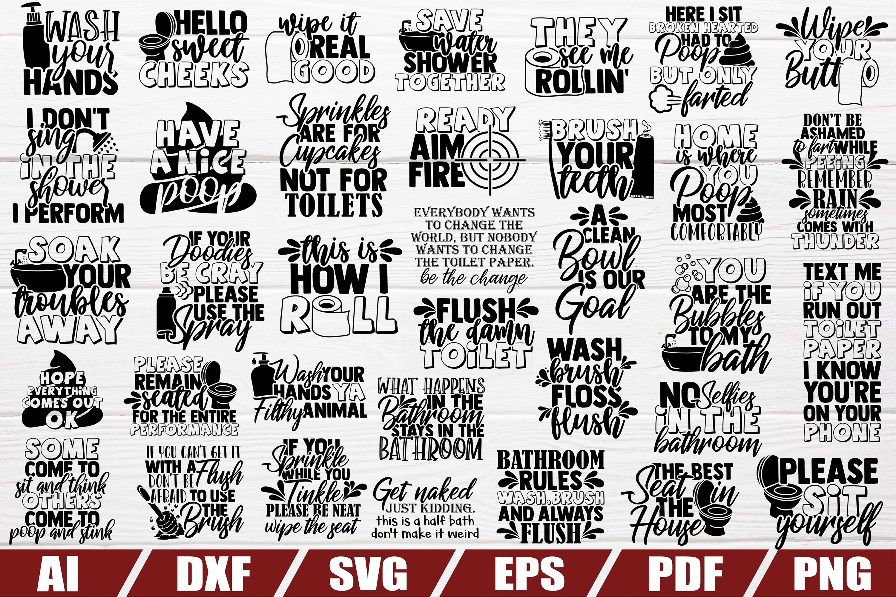 Bathroom SVG Bundle | Funny Bathroom Sayings | Quotes Decor