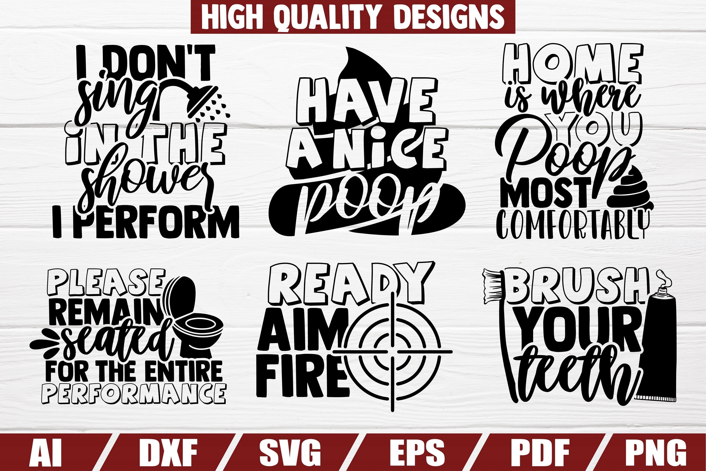 Bathroom SVG Bundle | Funny Bathroom Sayings | Quotes Decor 2