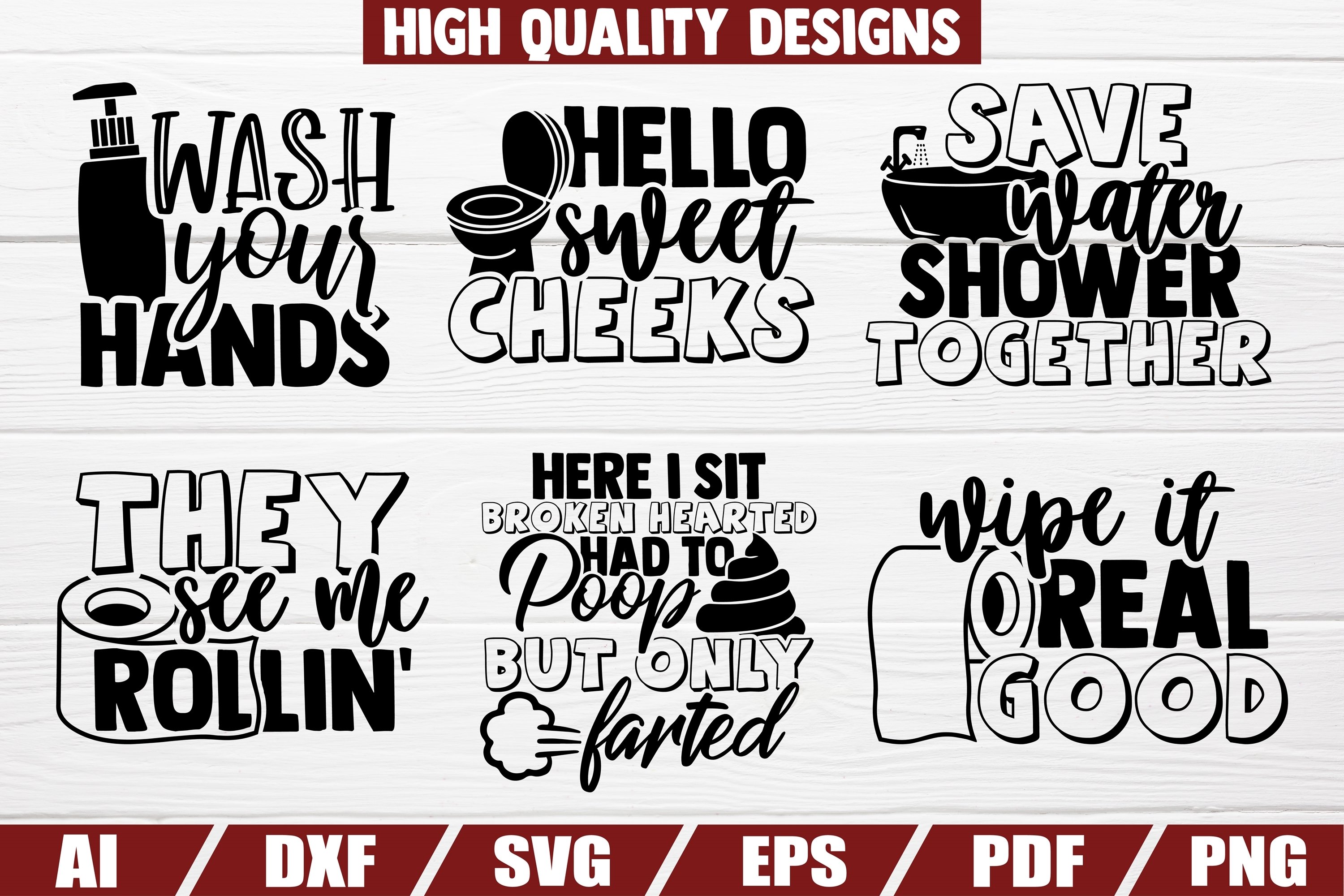 Bathroom SVG Bundle | Funny Bathroom Sayings | Quotes Decor 3