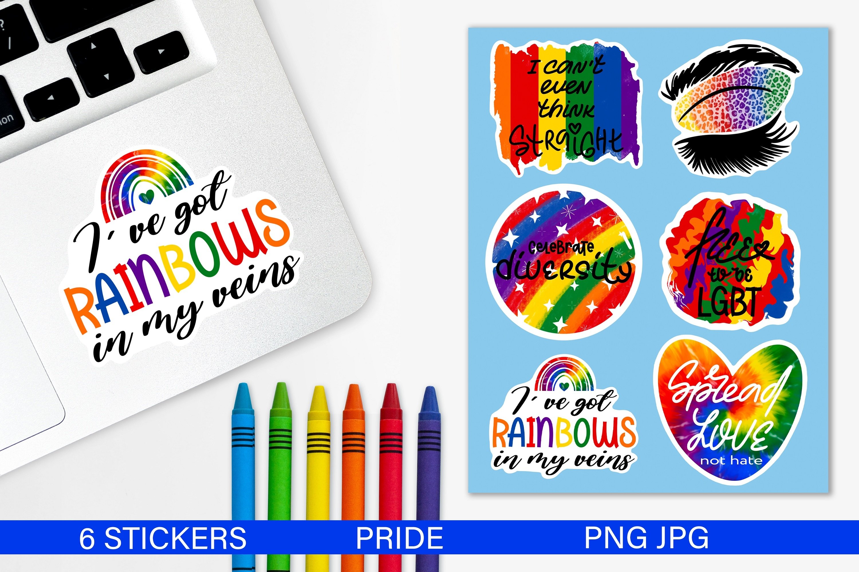 Gay Pride Printable Sticker Bundle | LGBTQ Stickers Set