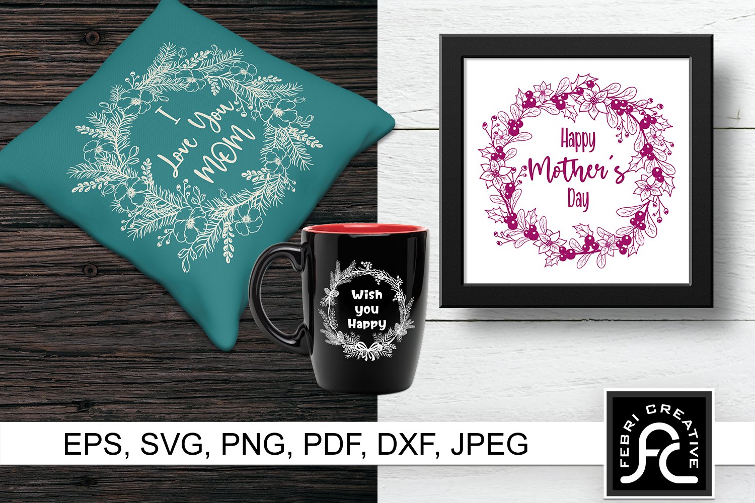 Floral Monogram Frame Bundle SVG 2
