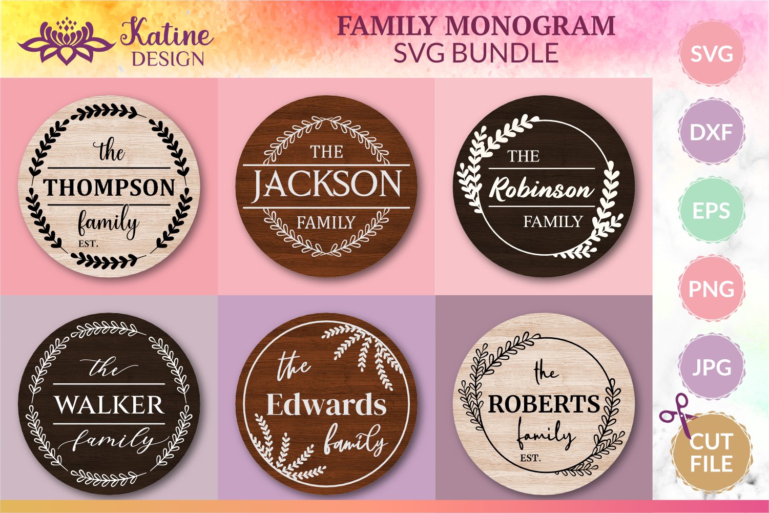 Family Monogram Bundle Svg Last Name Signs