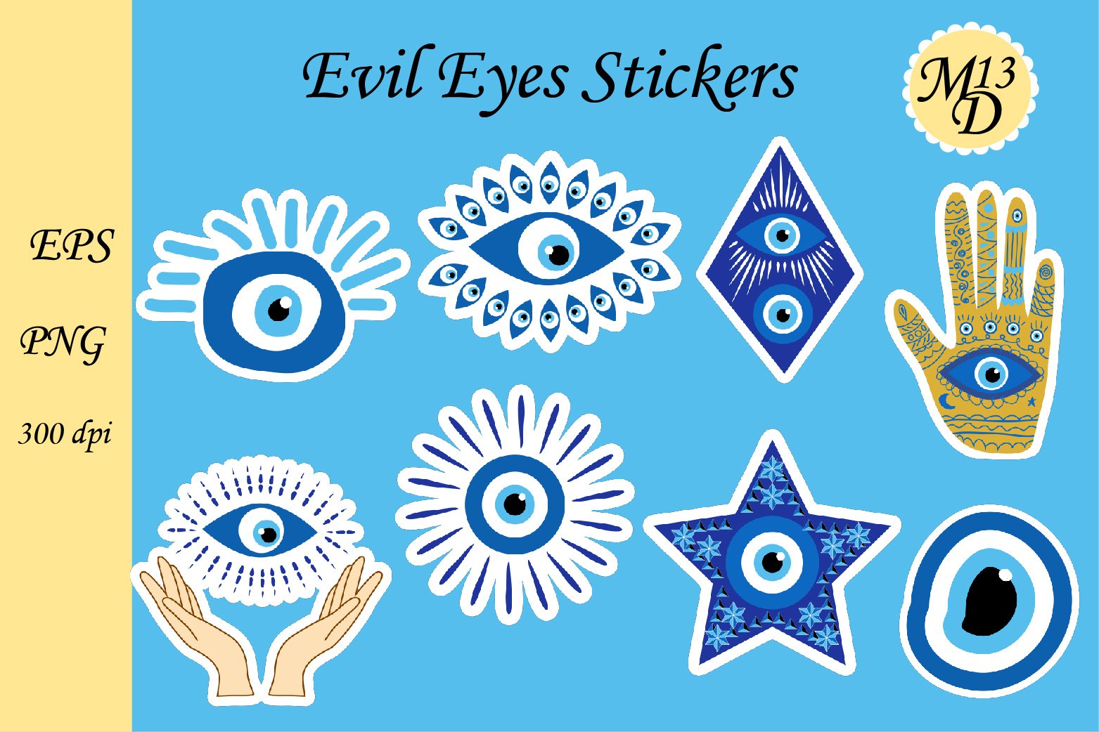 Evil Eyes Stickers png, eps design