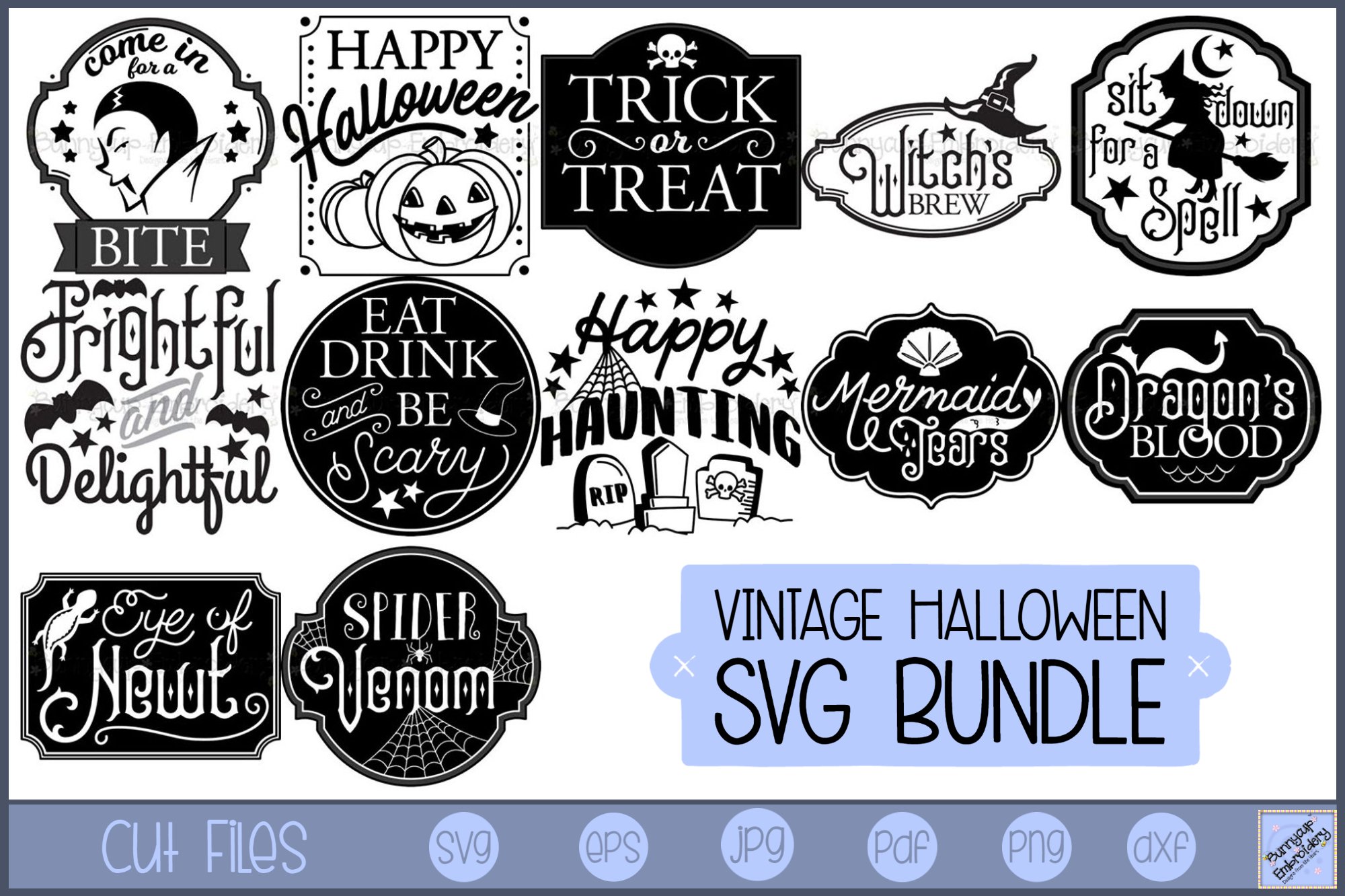 Vintage Halloween - 12 SVG, Clipart, Graphics