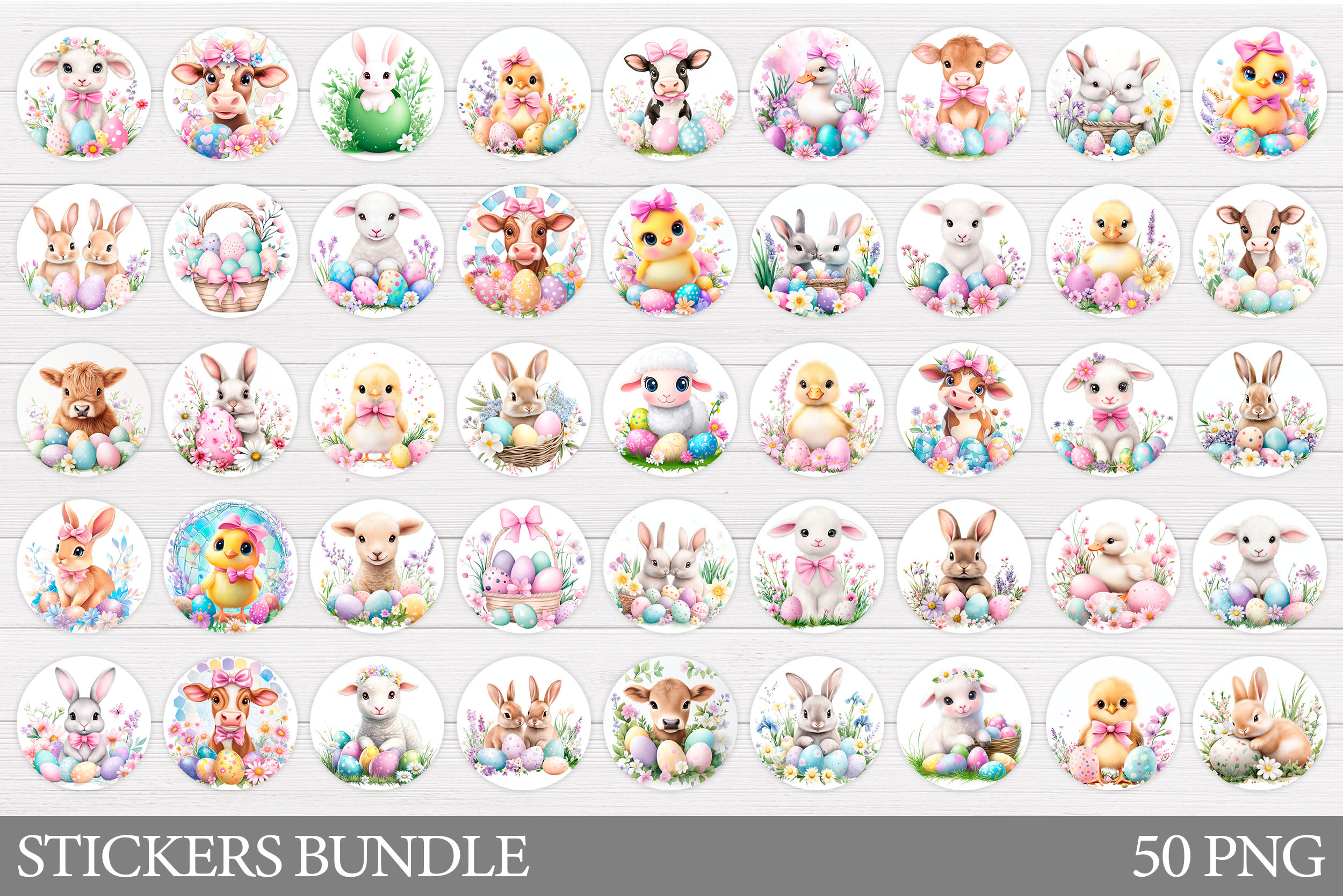 Easter Stickers Bundle. Spring Stickers Printable