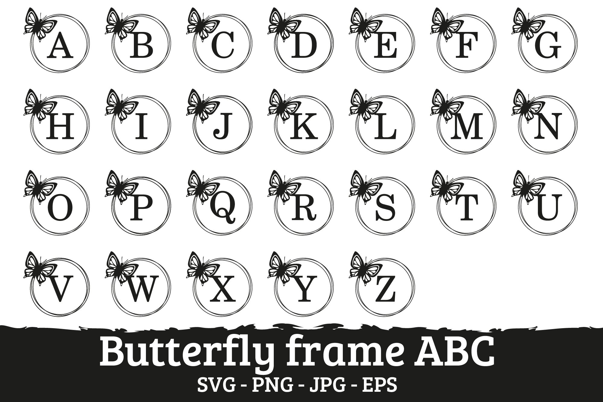 Big butterfly bundle, monograms, floral ABC, butterfly frame 3