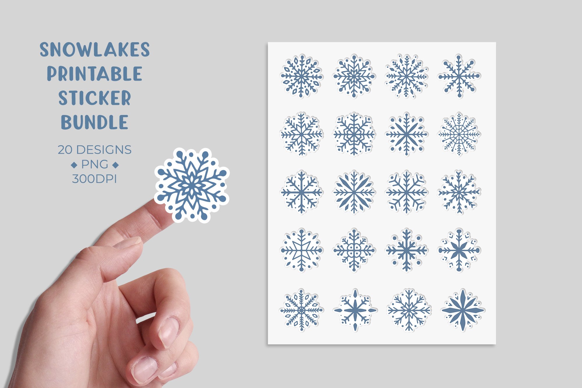 Snowflakes sticker bundle. Winter stickers printable 3