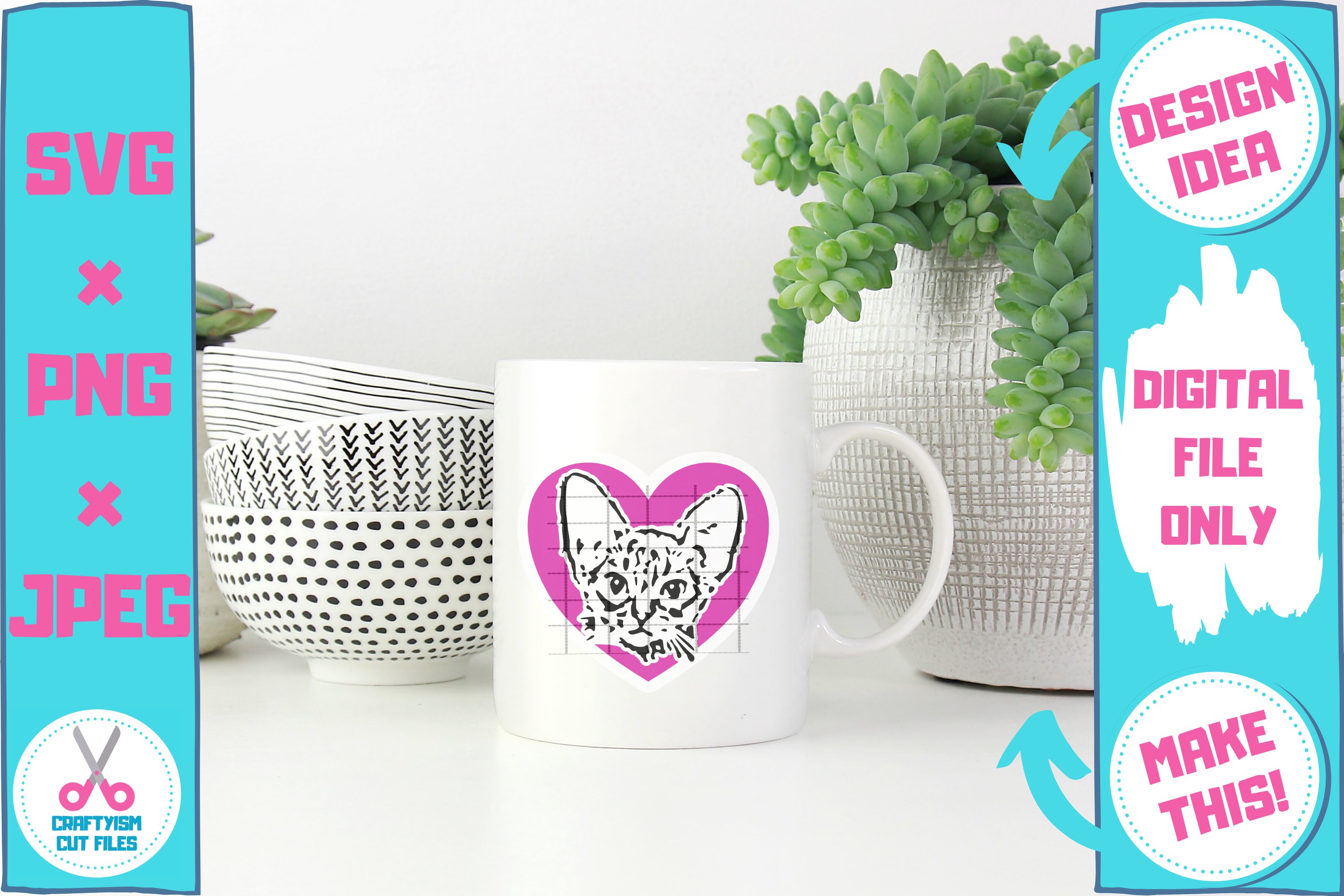 I Love Cats 7 Heart Portraits Clipart   SVG Cut File Bundle 2