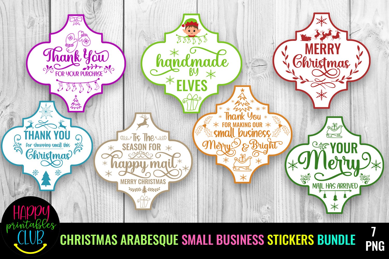 Arabesque I Christmas Small Business Stickers Bundle