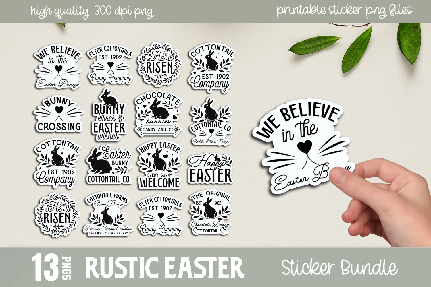 Rustic Easter Sticker Bundle, Retro Easter Sticker Bundle