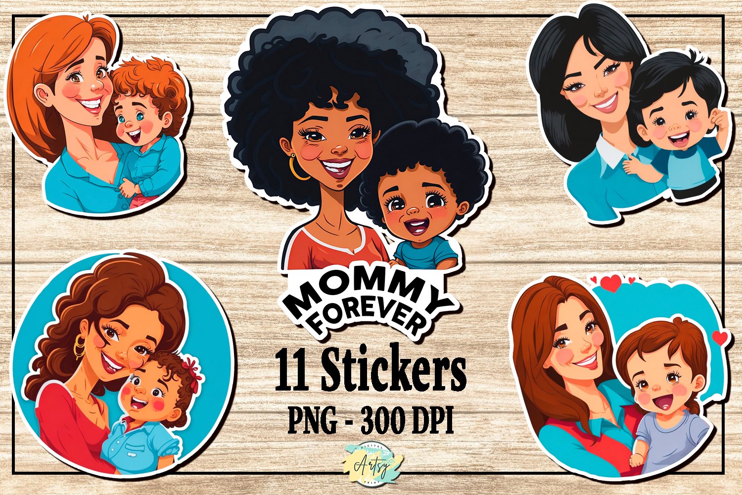Mommy Forever - Cartoon Sticker Bundle