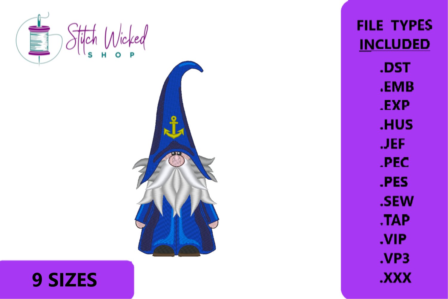 Gnome Machine Embroidery Design Bundle, 20 Designs, 9 Sizes 2