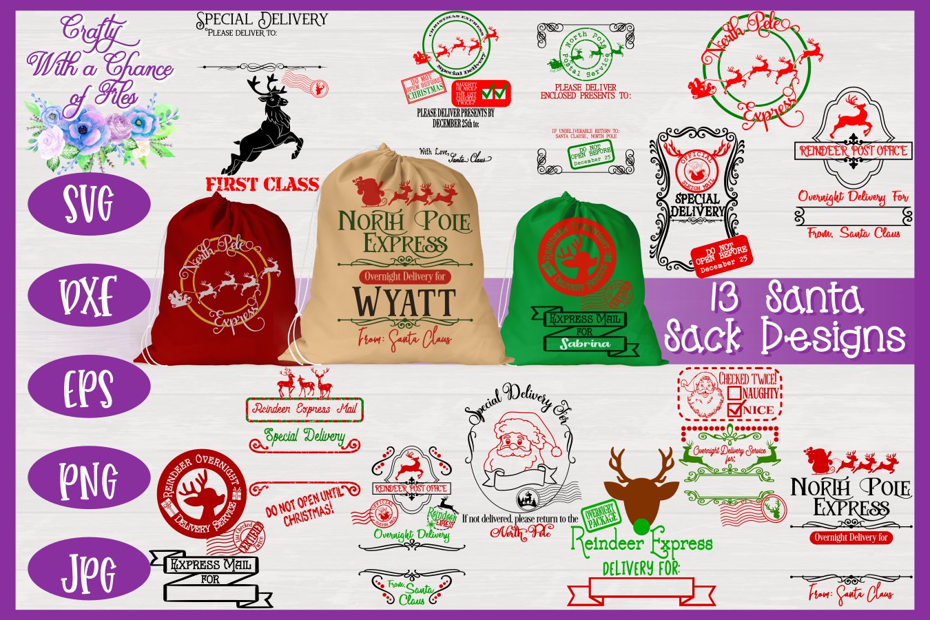 Santa Sack SVG Bundle for Kids Christmas Gift Bags