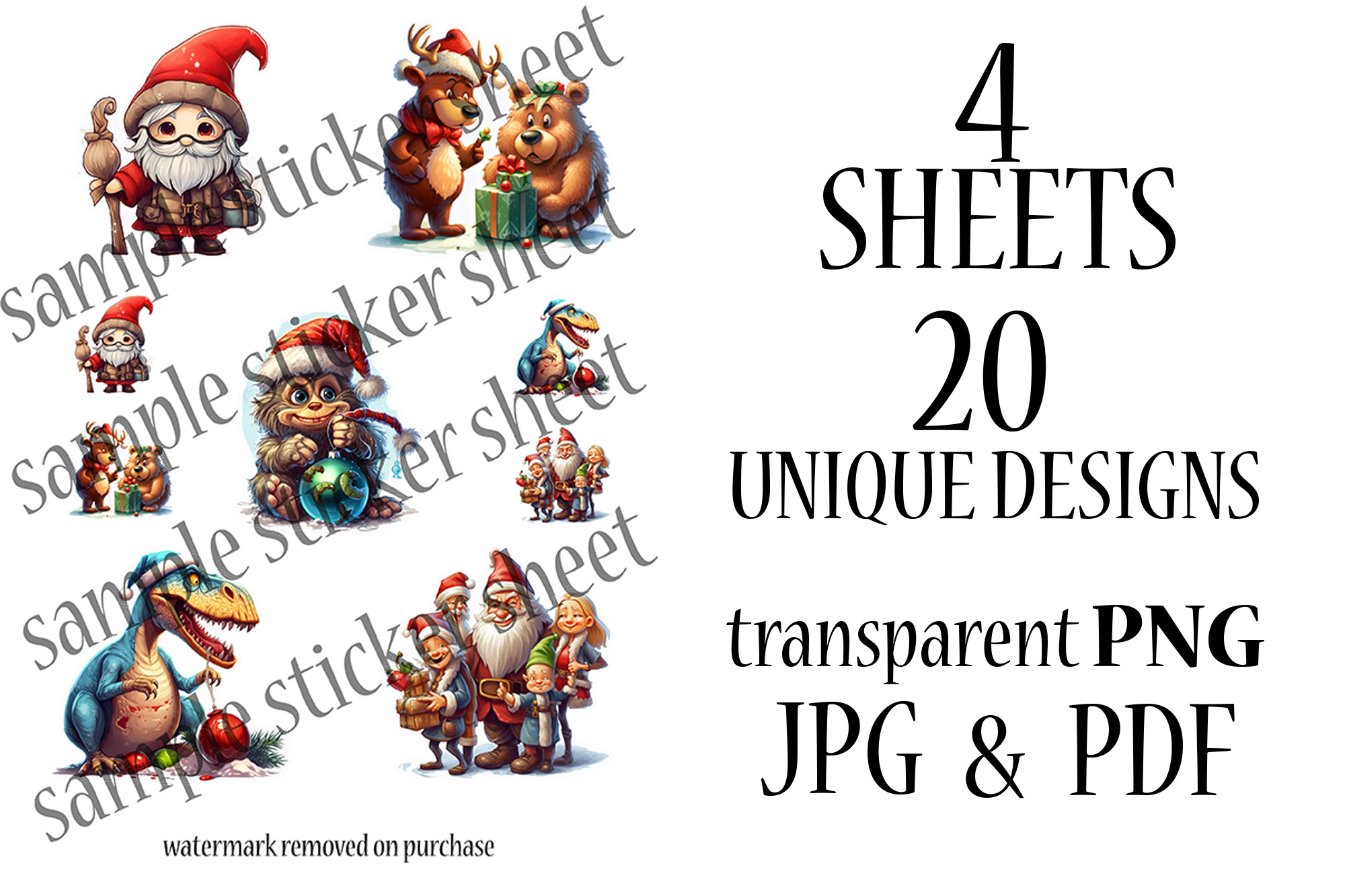 Christmas Sticker Bundle 20 Cute Stickers on 4 Sheets 3