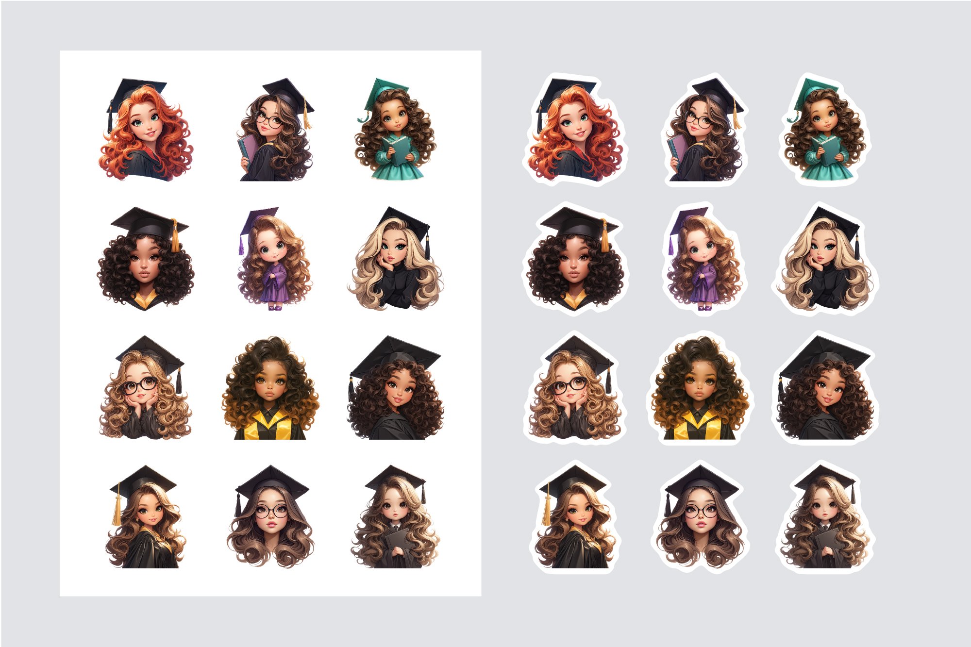 Graduation Girl Stickers PNG - Graduation Stickers Bundle 2