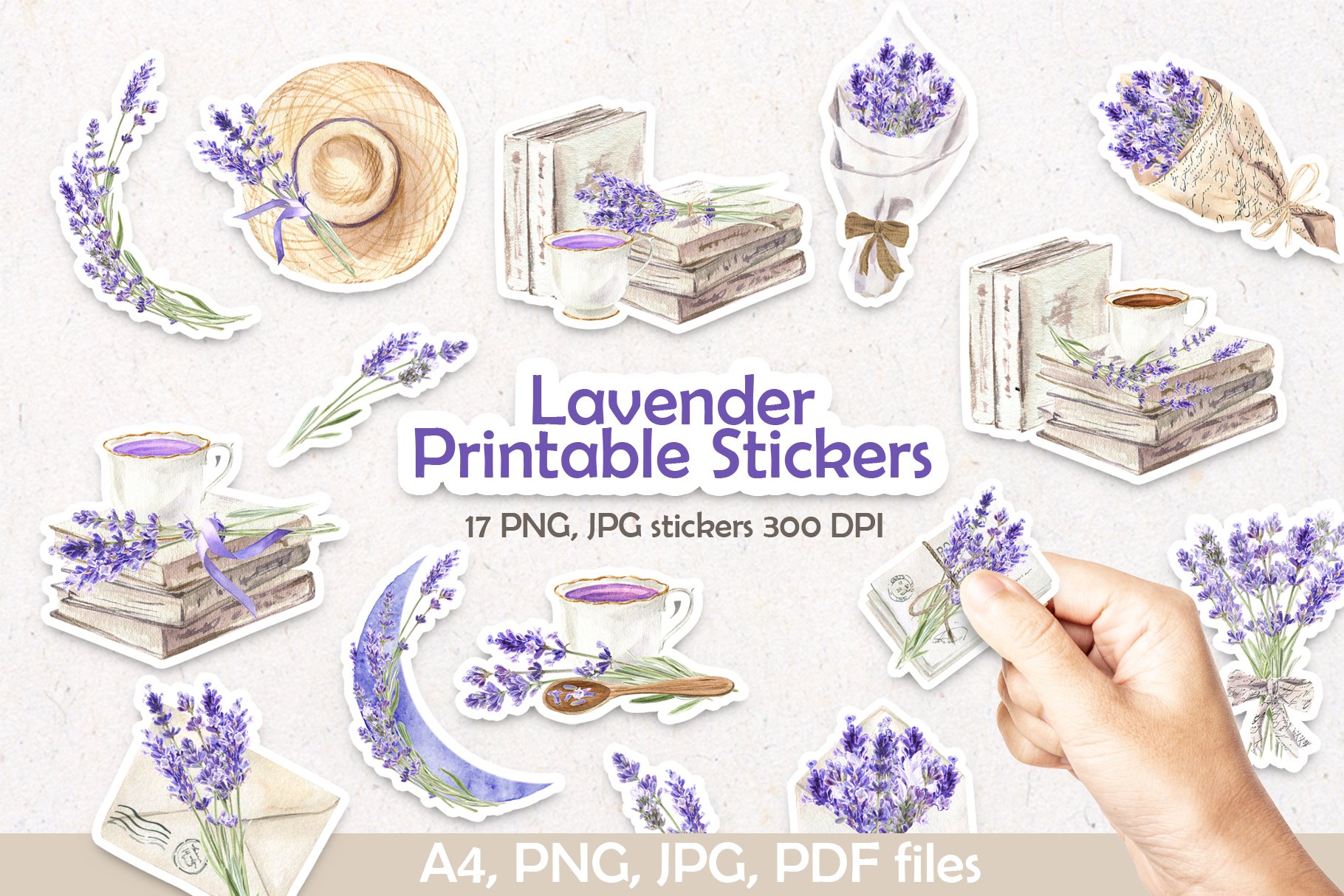 Lavender Printable Digital Stickers