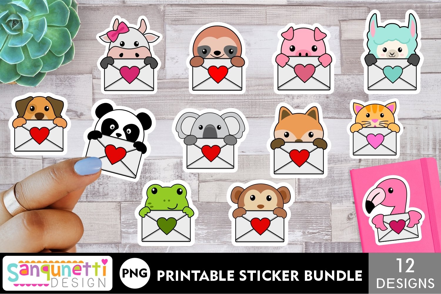 Cute Animal Mail sticker bundle - 12 Designs