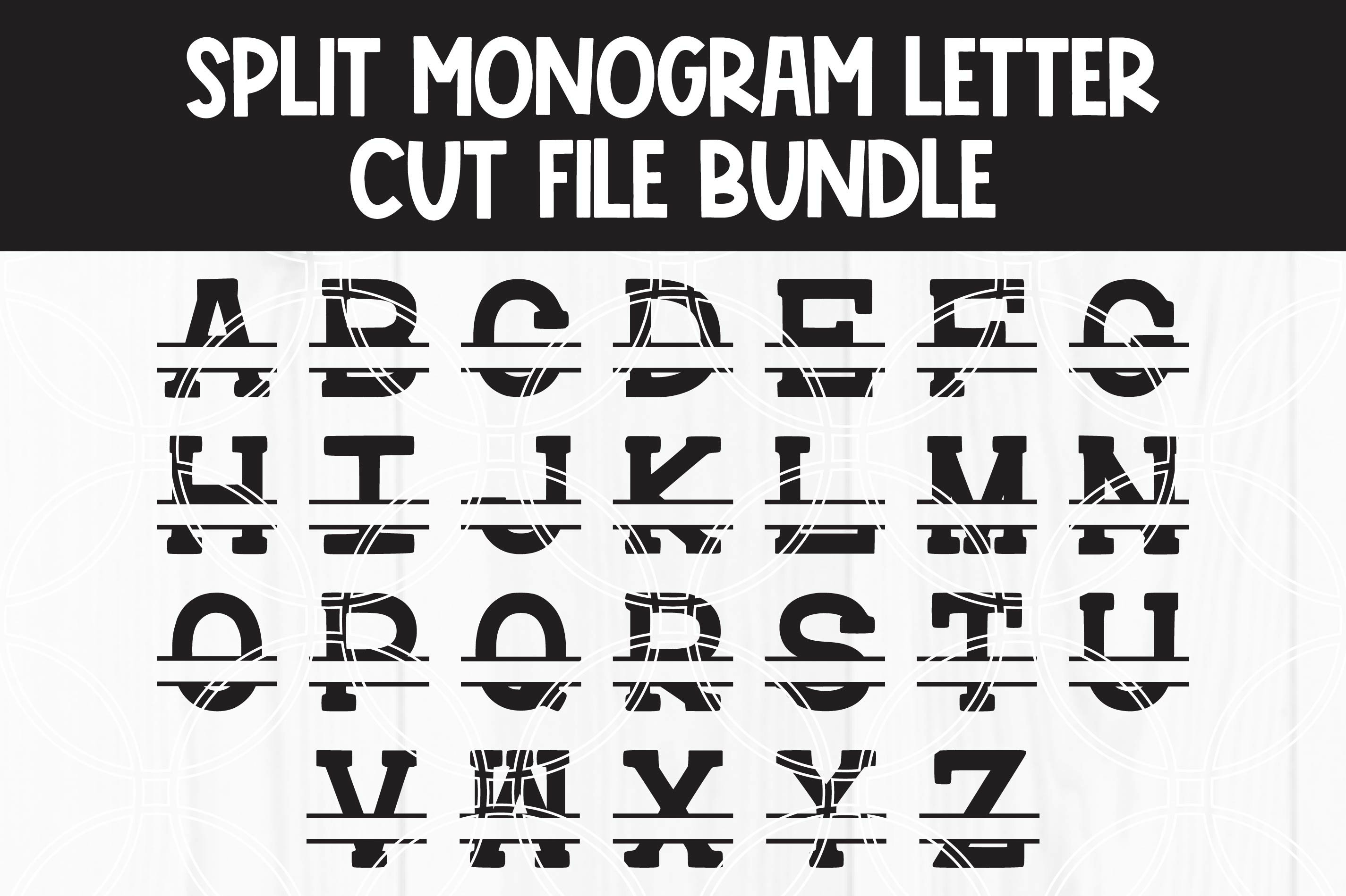 Alphabet SVG Split Monogram Letter SVG Cut File Bundle DXF