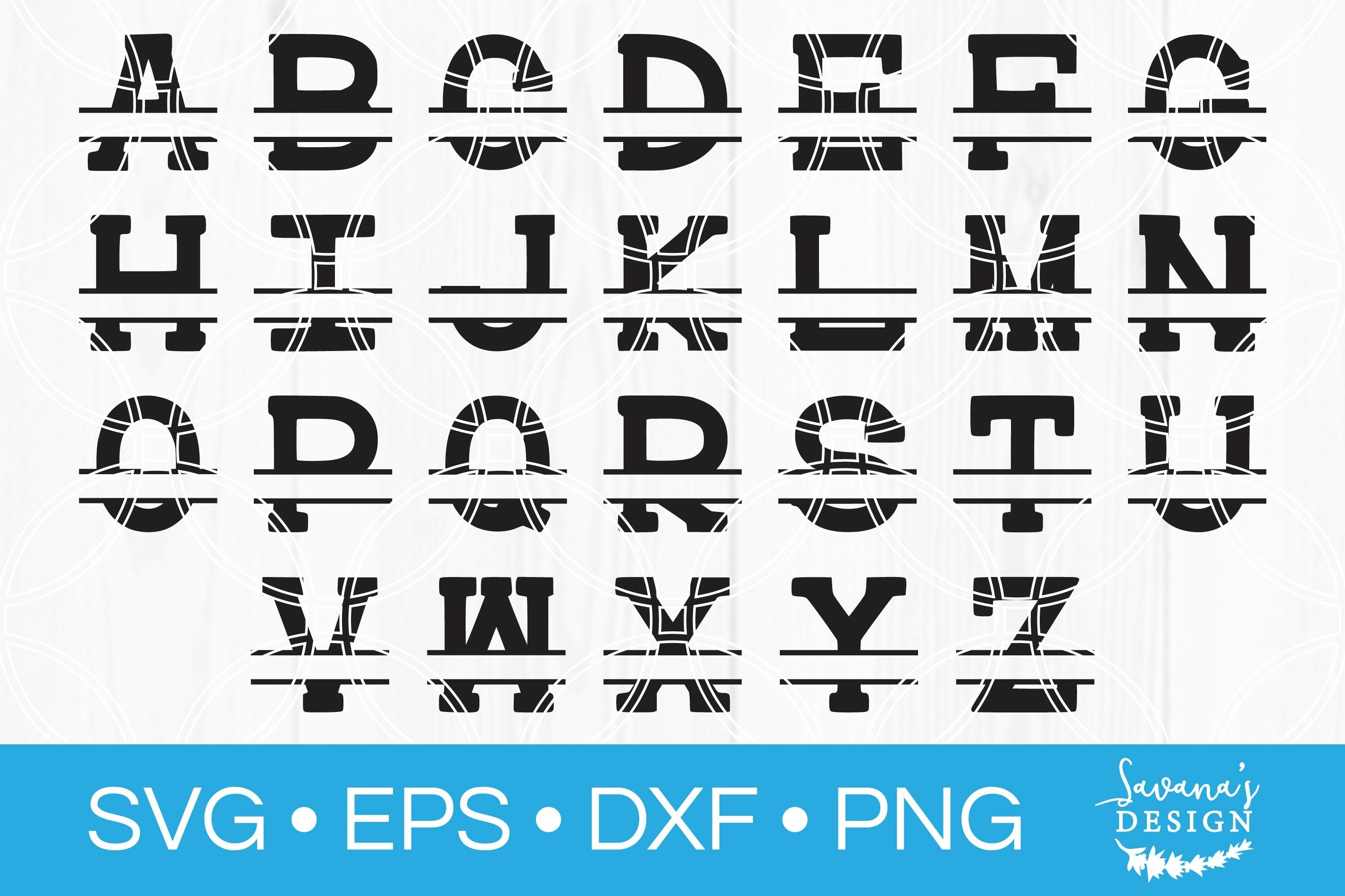 Alphabet SVG Split Monogram Letter SVG Cut File Bundle DXF 2