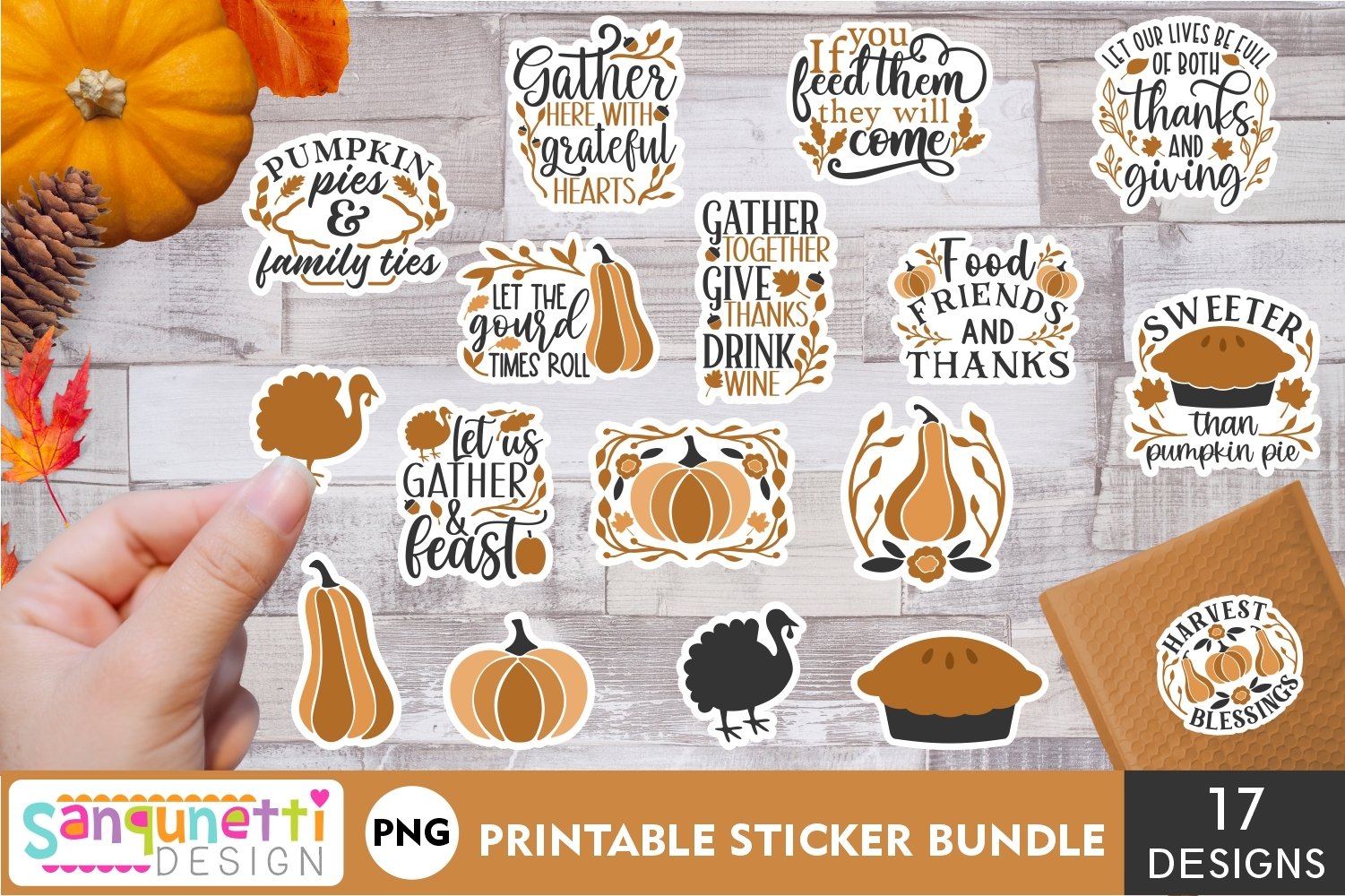 Farmhouse Thanksgiving Stickers | Fall sticker Bundle