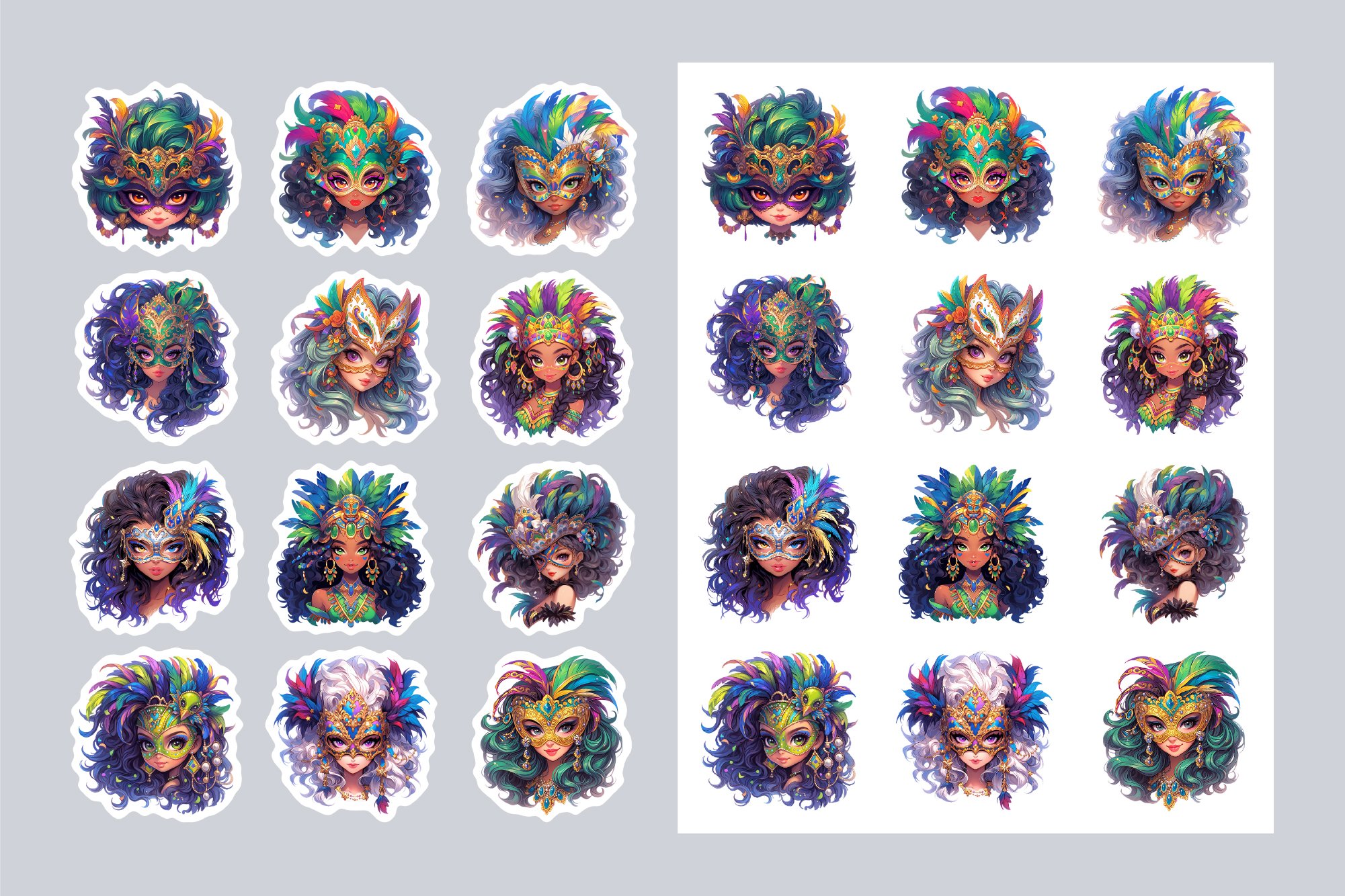 Mardi Gras Sticker Pack - Fashion Girls Printable Stickers 2