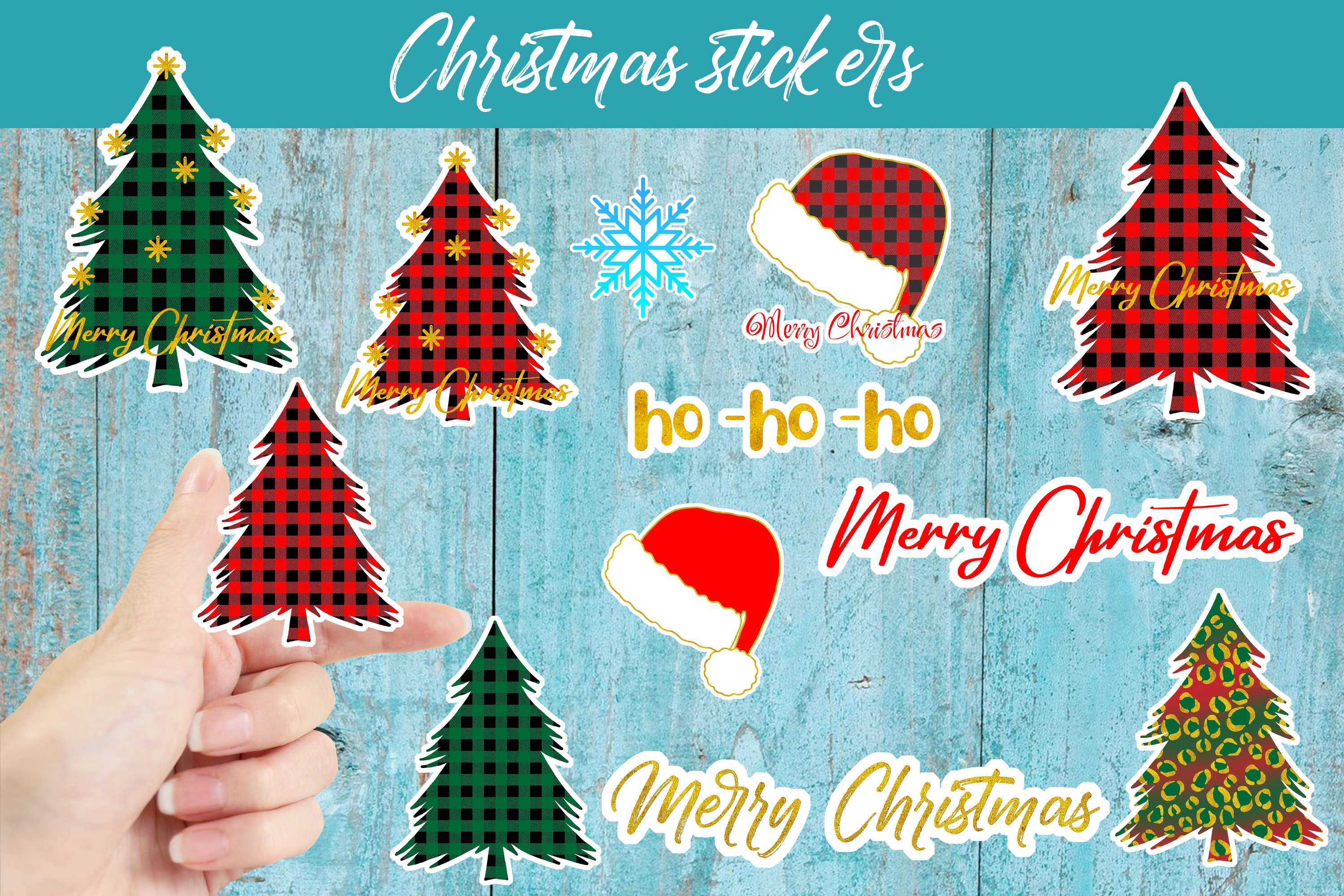Christmas stickers printable bundle