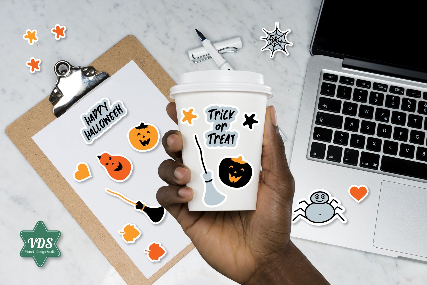 Halloween Cute Stickers with White Border. PNG. 2