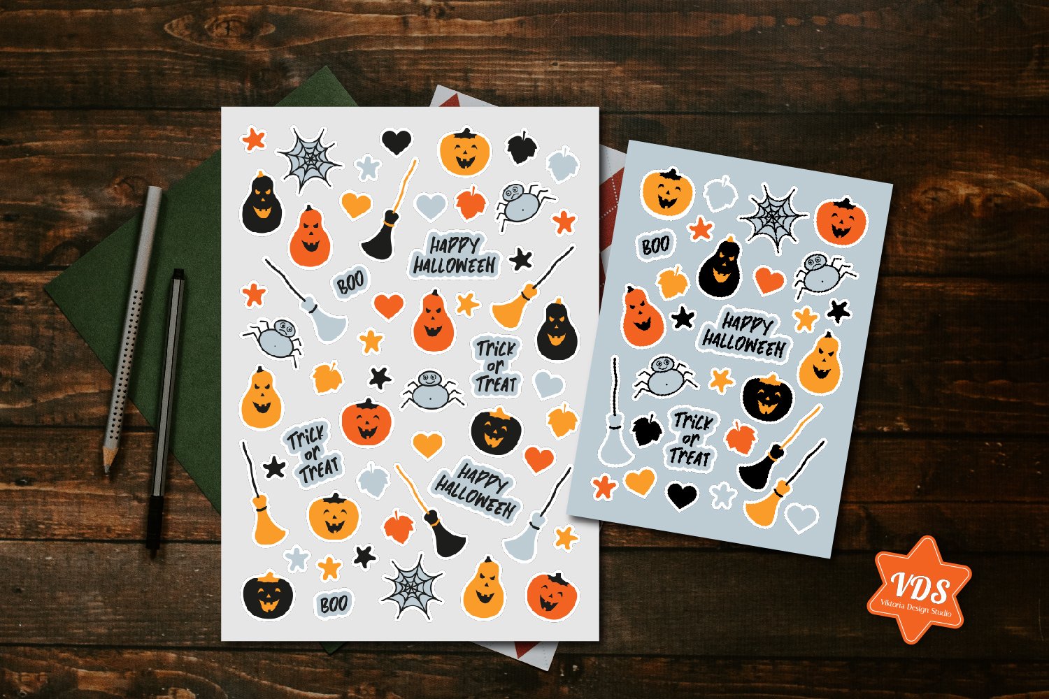 Halloween Cute Stickers with White Border. PNG. 3