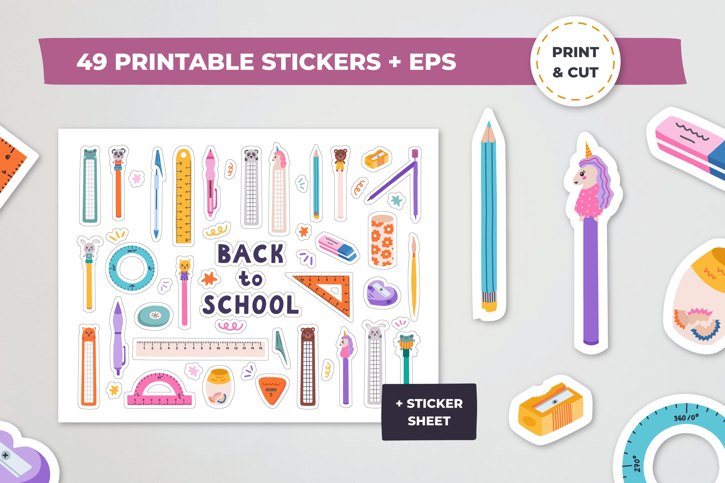 Big Back To School bundle | 49 PNG stickers