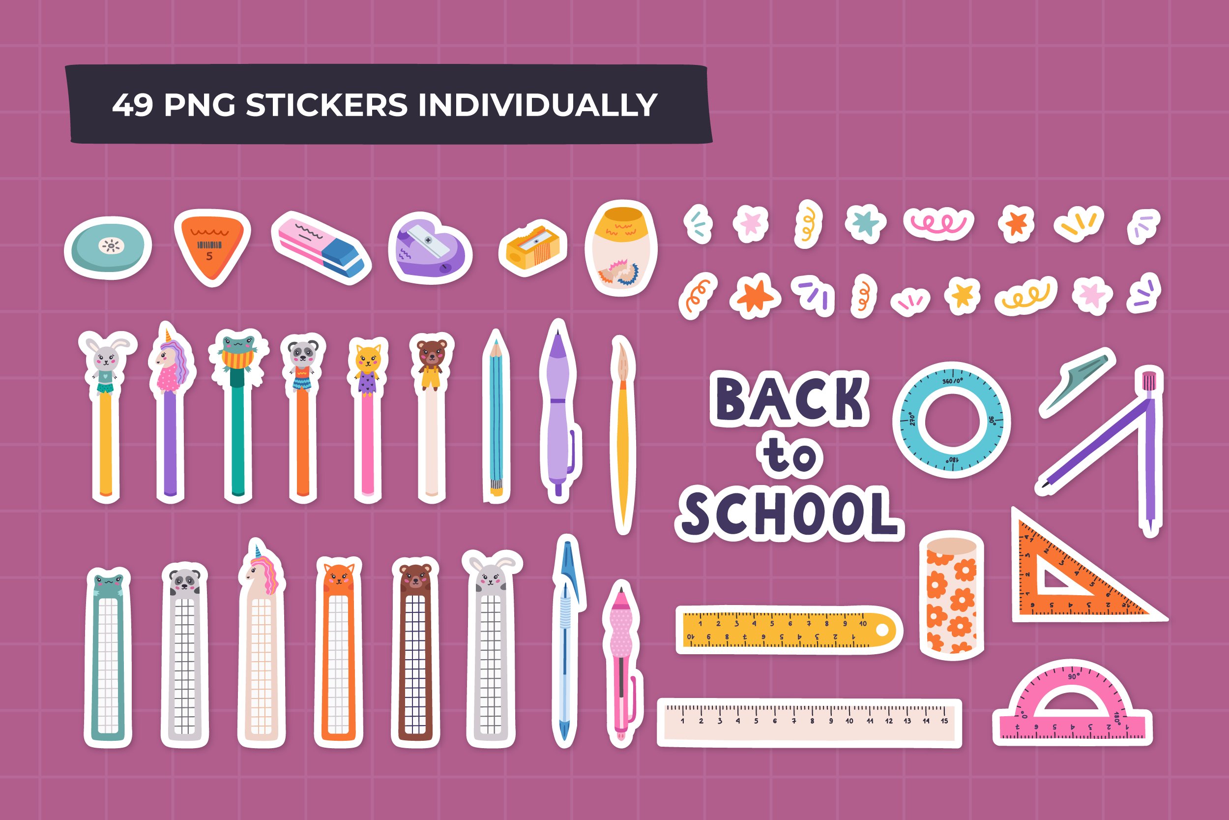 Big Back To School bundle | 49 PNG stickers 2