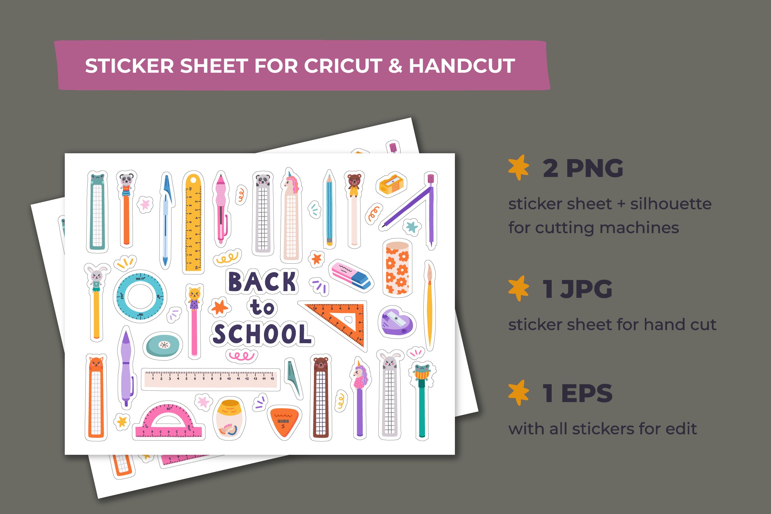 Big Back To School bundle | 49 PNG stickers 3