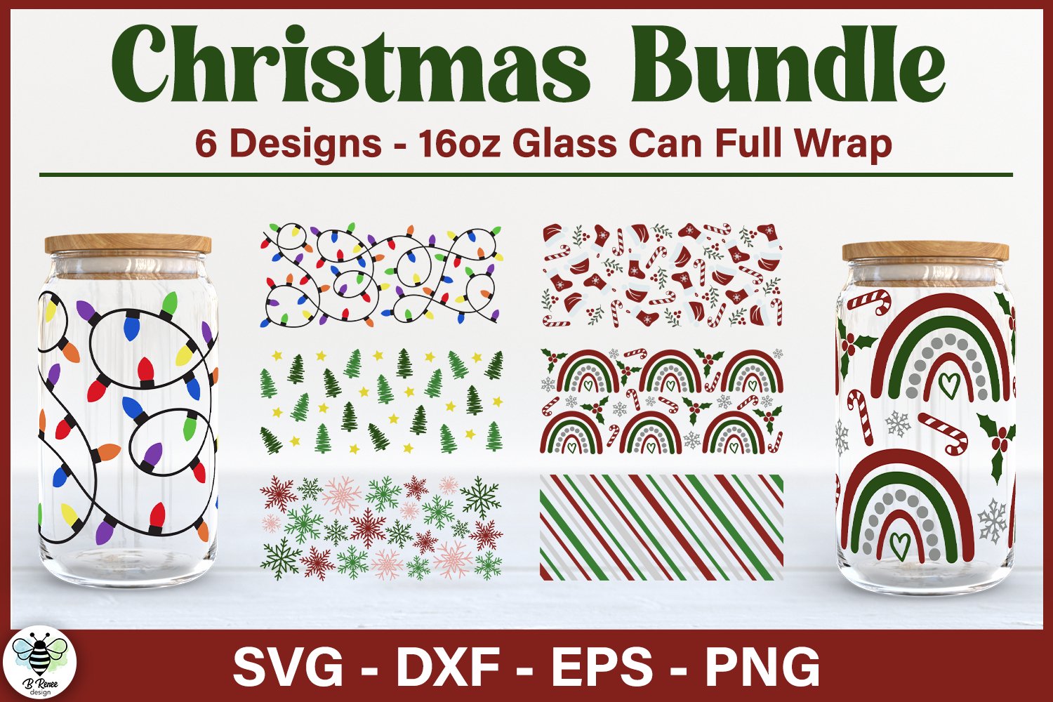 Glass Can Holiday SVG Bundle | 16oz Can Glass Wraps 2
