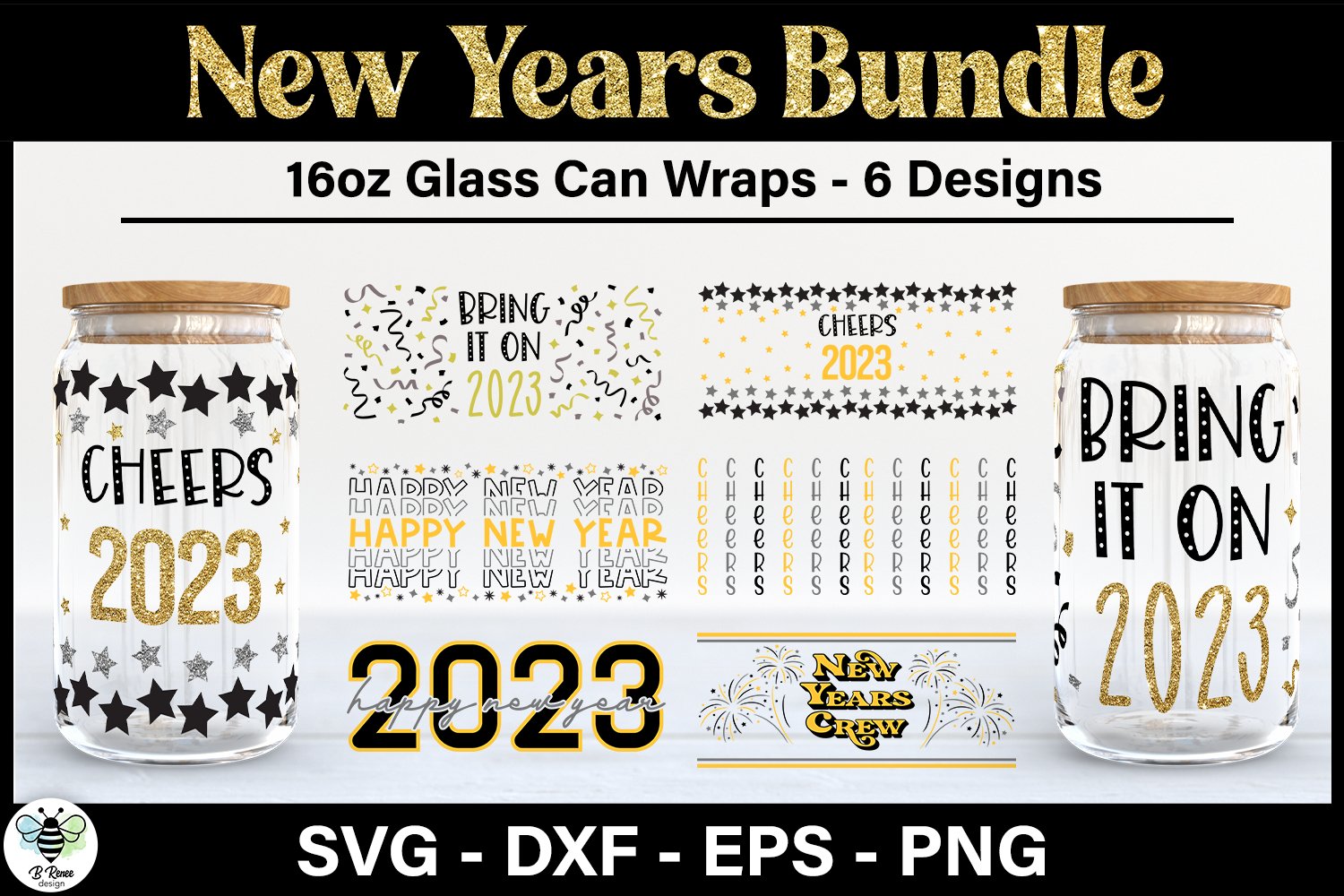 Glass Can Holiday SVG Bundle | 16oz Can Glass Wraps 3
