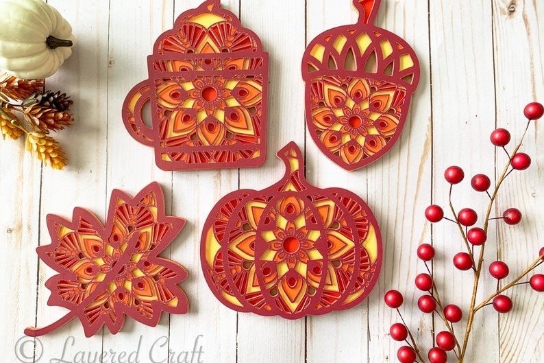 3D Fall Mandala Layered Bundle Digital Cut File