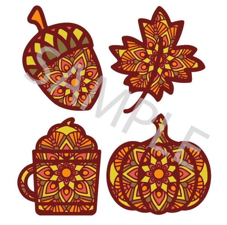 3D Fall Mandala Layered Bundle Digital Cut File 3