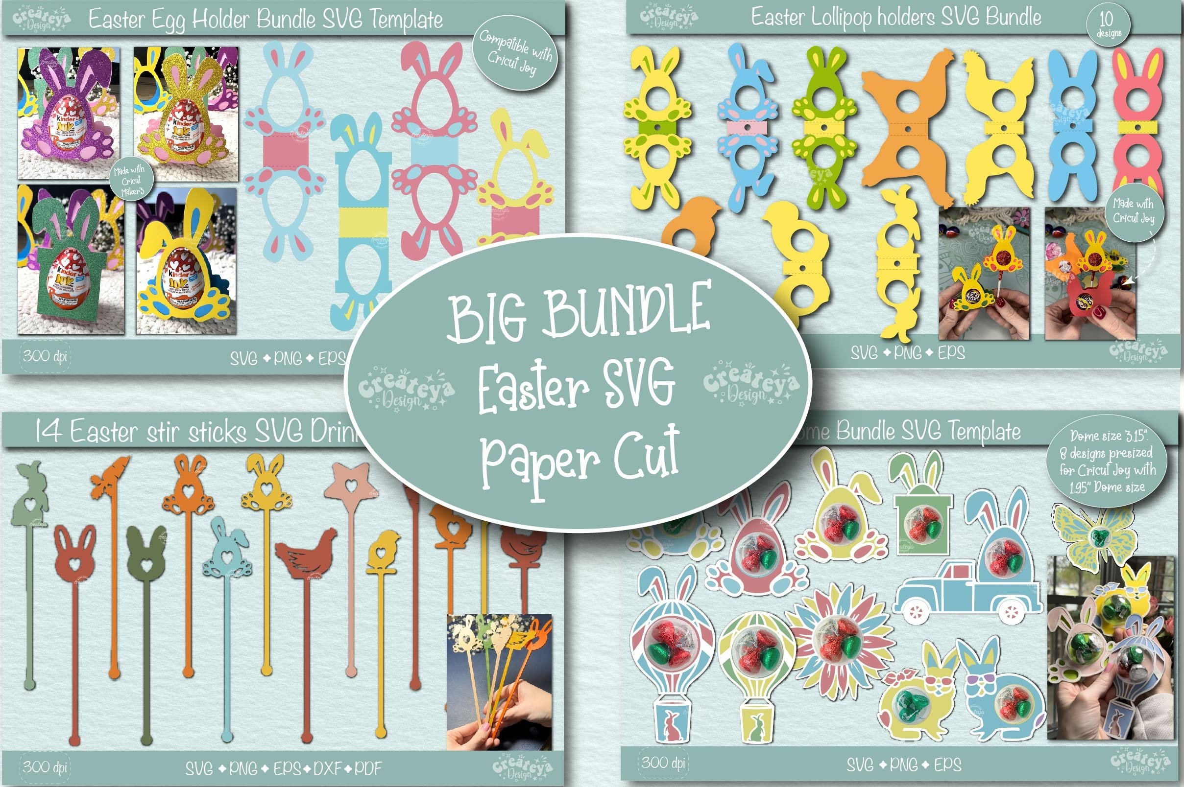 Big Easter Paper Cut Bundle SVG| Easter Candy egg Holder