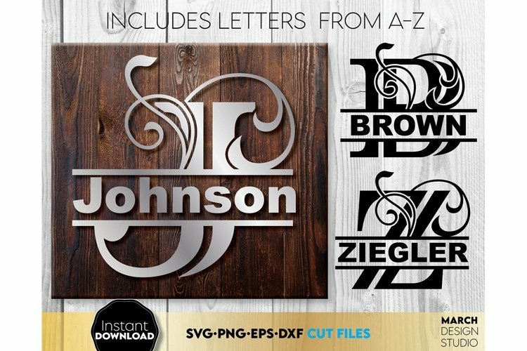 Monogram SVG Bundle | Split Monogram | Family Sign SVG | PNG