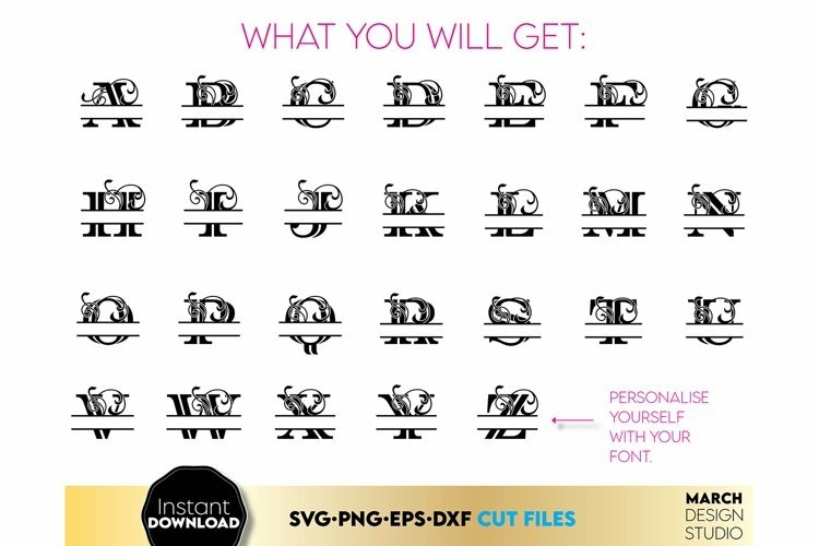 Monogram SVG Bundle | Split Monogram | Family Sign SVG | PNG 2