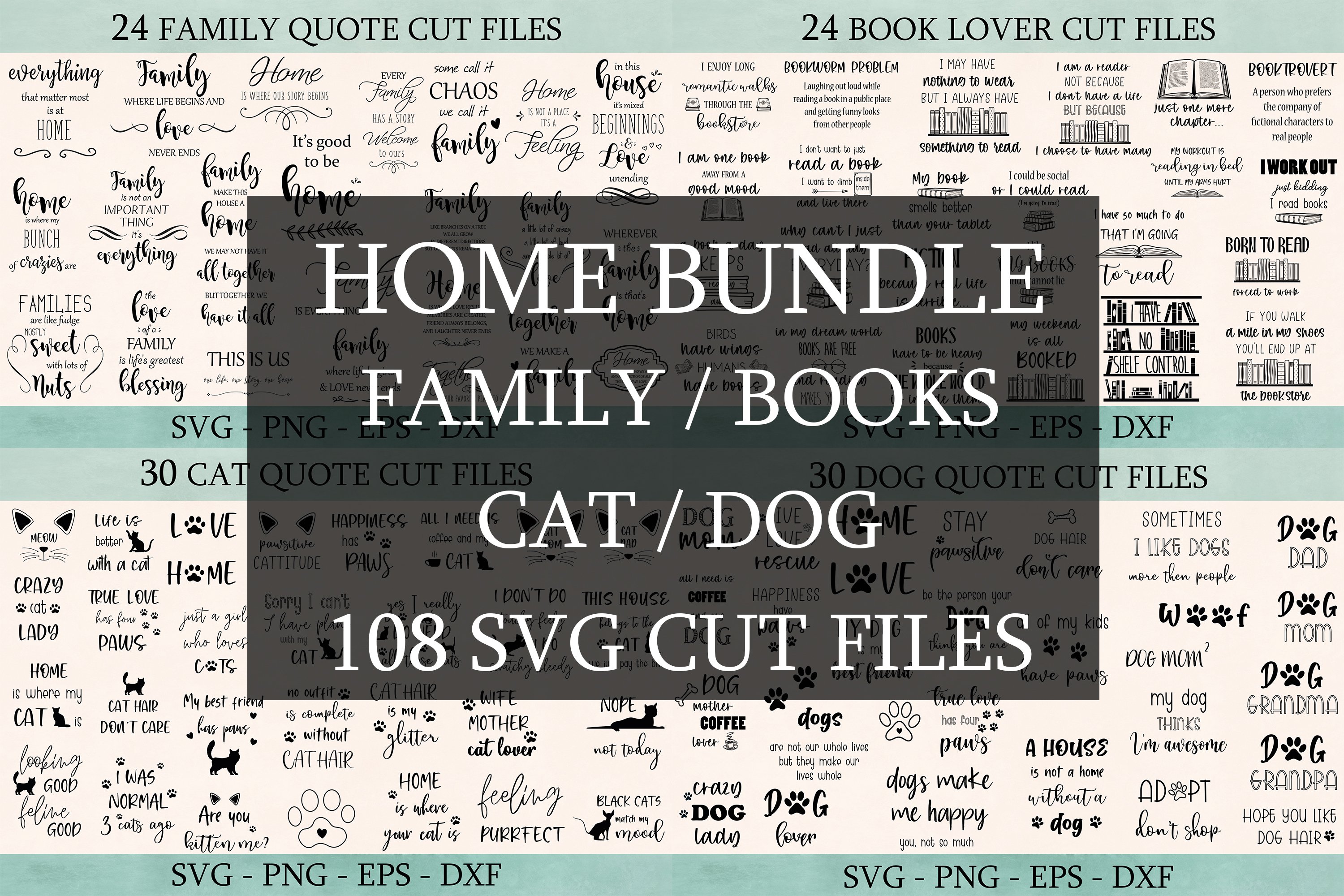 Home Svg Mega Bundle, Family Svg, Cat Svg, Dog Svg, Book Svg