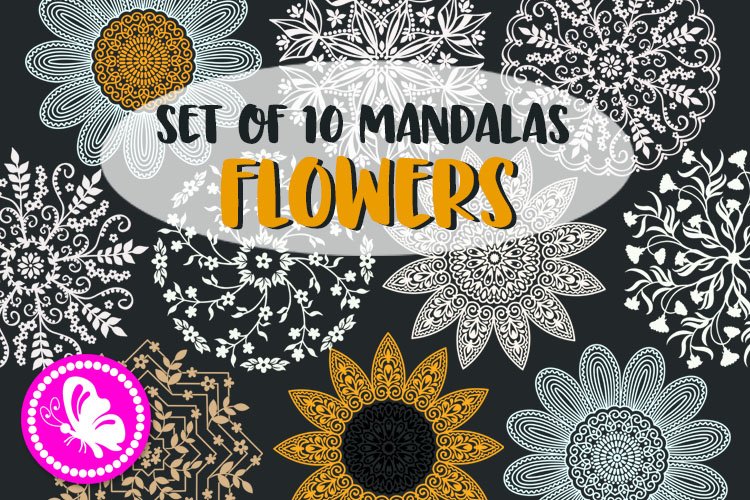Bundle Flowers Mandalas svg Mandala Sunflower Chamomile Png