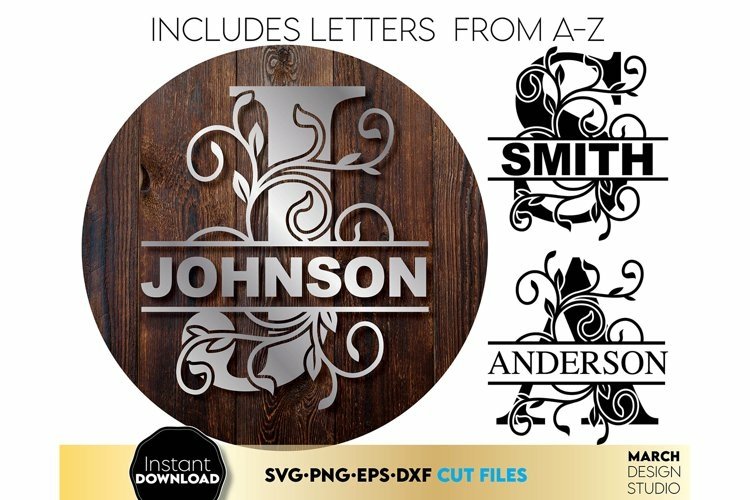 Monogram SVG Bundle | Split Monogram | Family Sign SVG | PNG